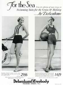 Suits Prints: Advert for Debenham & Freebody swimming suits 1933