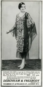 Hairstyle Prints: Advert for Debenham & Freebody teagown 1928