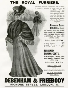 Narrow Prints: Advert for Debenham & Freebody womens fur garments 1905