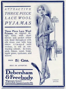 Wool Prints: Advert for Debenham & Freebody womens pyjamas 1927