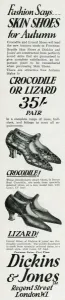 Jones Prints: Advert for Dickins & Jones crocodile and lizard womens shoes
