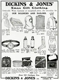 Jones Prints: Advert for Dickins & Jones soldiers & sailors comforts 1914