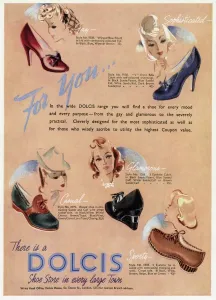 Dolcis Prints: Advert for Dolcis shoes 1941