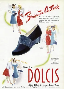 Suede Prints: Advert for Dolcis shoes 1944