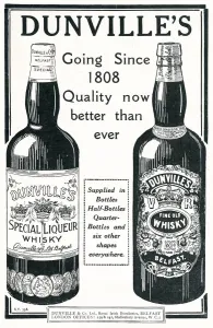 Alcohol Prints: Advert for Dunvilles - Crowned King of Irish Whiskies 1924