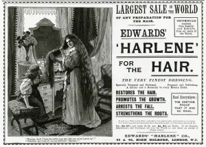 Toilet Prints: Advert for Edwards Harlene for hair 1897