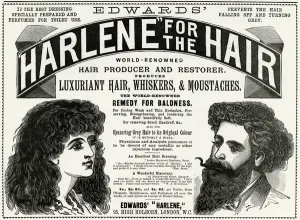 Vanity Prints: Advert for Edwards Harlene hair product 1893