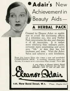 Salon Prints: Advert for Eleanor Adair, herbal pack 1934
