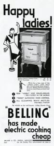 Goods Prints: Advert for electric cookers by Belling 1931