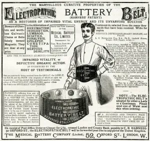 Cure Prints: Advert for Electropathic Battery Belt 1885