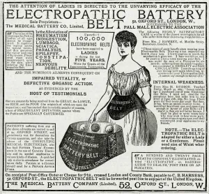 Cure Prints: Advert for Electropathic Battery Belt 1885