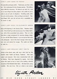 Advertisements Prints: Advertisement for Elizabeth Arden claiming to turn an appearance gone to pieces into