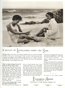 Beach Prints: Advert for Elizabeth Arden sun cream 1934