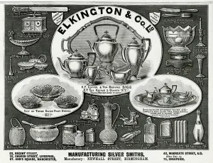 Dish Prints: Advert for Elkington & Co Victorian items 1893