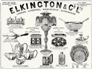 Table Prints: Advert for Elkington & Co Victorian items 1895