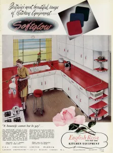 Homes Prints: Advert for English Rose kitchens 1952
