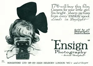 Ribbon Prints: Advert for Ensign camera 1919