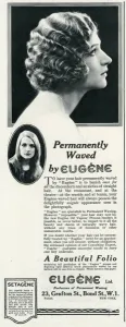 Bobbed Prints: Advert for Eugene permanant hair waving 1923