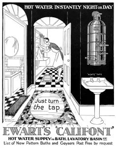 Washin G Prints: Advert for Ewarts Califront hot water 1928