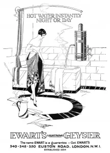 Towel Prints: Advert for Ewarts Geyser hot water 1926