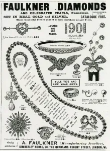 Brooch Prints: Advert for Faulkner diamond jewellery 1901
