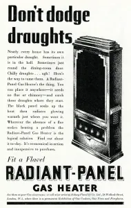 Central Prints: Advert for Flavel radiant-panel gas heater 1938