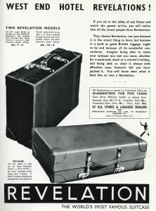 Plated Prints: Advert fo Revelation suitcases 1937