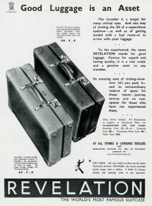 Plated Prints: Advert fo Revelation suitcases 1937