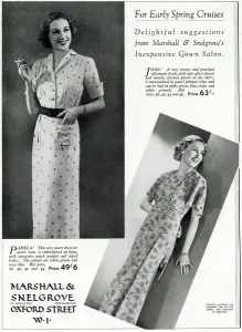 Frocks Prints: Advert for for Marshall and Snelgrove spring dresses 1937