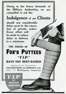 Wrap Prints: Advert for Foxs Puttees military authorities 1914
