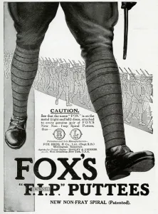 Wrap Prints: Advert for Foxs puttees stockings 1916
