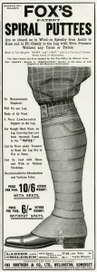 Wrap Prints: Advert for Foxs spiral puttees 1902