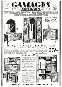 Payments Prints: Advert for Gamages furniture 1929
