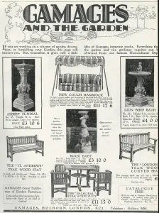 Wood Prints: Advert for Gamages furniture 1929