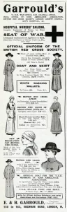 Nurse Prints: Advert for Garroulds uniforms for nurses 1916