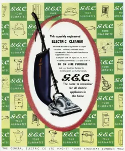Homes Prints: Advert for GEC Electric cleaner 1950