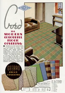 Floor Prints: Advert for Geebro floor covering 1939