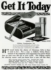 Mens Prints: Advert for Gillette razor combination set 1915