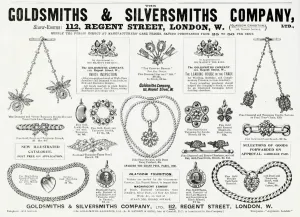 Links Prints: Advert for Goldsmiths & Silversmiths Edwardian jewellery