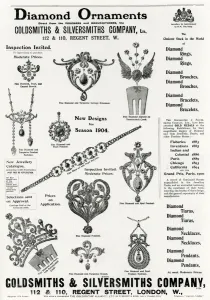 Regent Prints: Advert for Goldsmiths & Silversmiths jewellery 1904