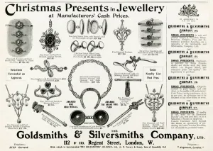 Brooch Prints: Advert for Goldsmiths & Silversmiths jewellery 1905