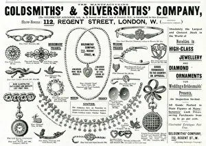 Brooch Prints: Advert for Goldsmiths & Silversmiths novelty jewelley 1896