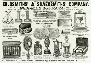 Lamps Prints: Advert for Goldsmiths & Silversmiths Victorian items 1896