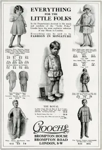 Pyjamas Prints: Advert for Goochs toddlers clothing 1915