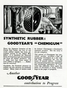 Rubber Prints: Advert for Goodyears Chemigum synthetic rubber 1942