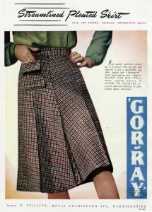 Tweed Prints: Advert for Gor-ray Koneray pleated 1942