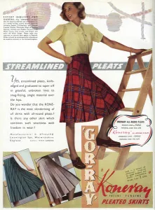 Fabrics Prints: Advert for Gor-ray Koneray pleated skirts 1942
