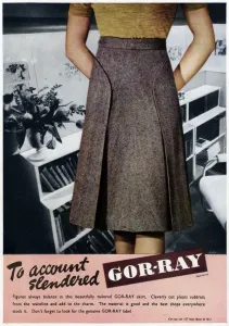 Tailored Prints: Advert for Gor-ray Koneray pleated skirts 1946