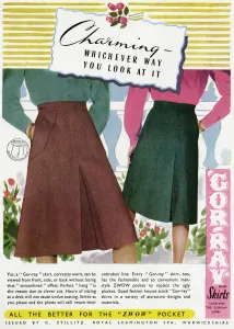 Tweed Prints: Advert for Gor-ray Koneray pocket skirts 1945