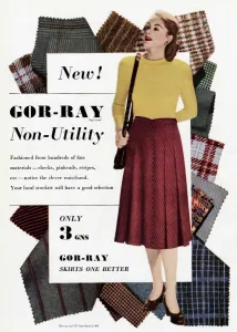 1948 Prints: Advert for Gor-ray Koneray skirts 1948